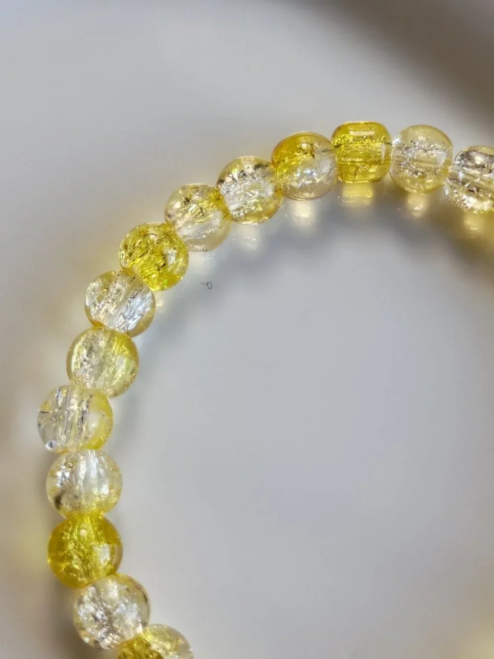 Sunshine Yellow Glass Beaded Bracelet, Handmade Kids Bracelet, 5.5